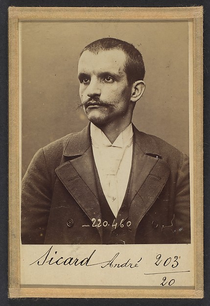 Alphonse Bertillon, Sicard. André. 32 ans, né à Nîmes le 25/10/62. Bijoutier. Anarchiste. 2/7/94.