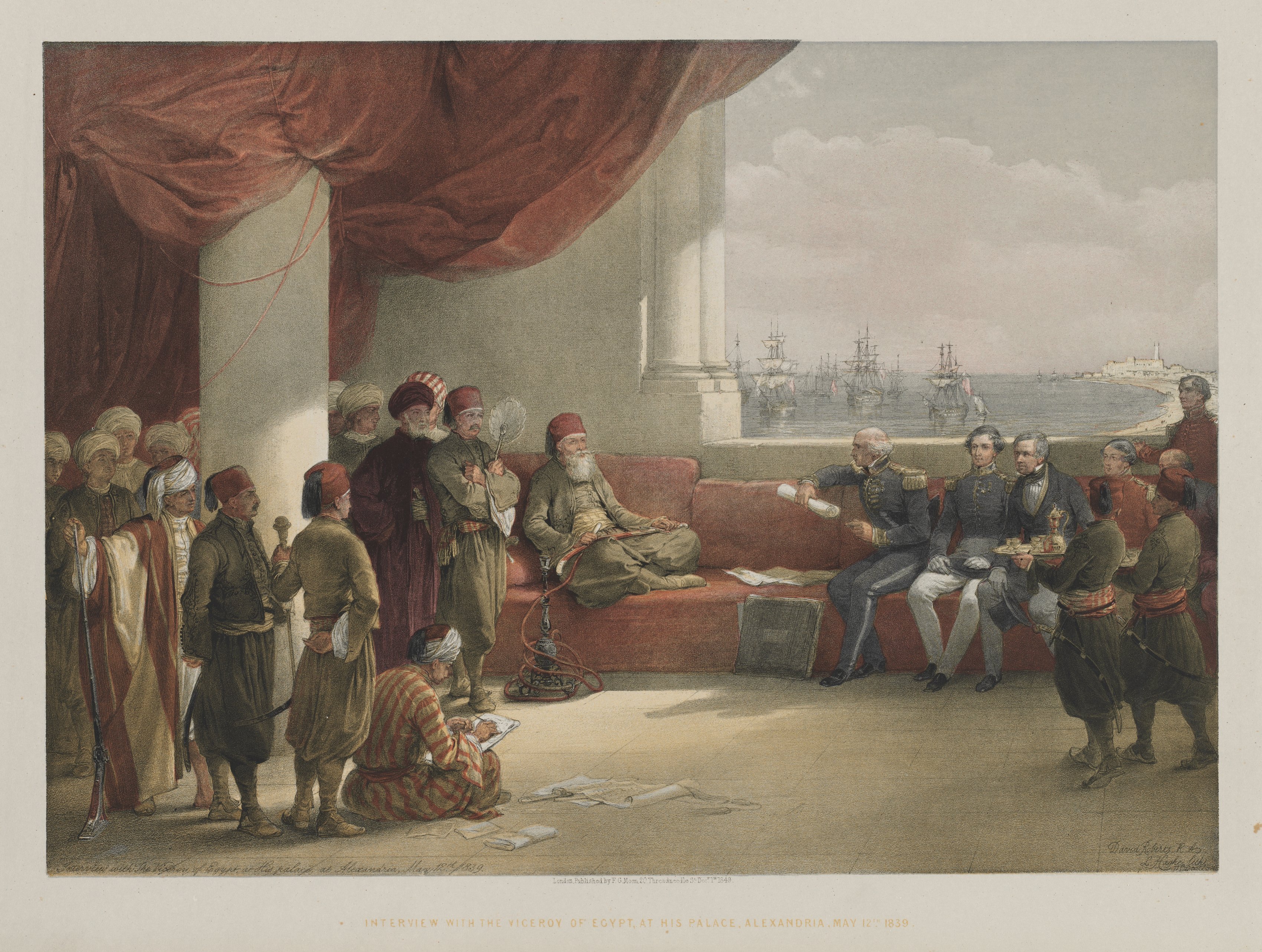 Louis Haghe, Egypt and Nubia, Volume III: Interview with the Viceroy of Egypt, at his Palace, Alexandria