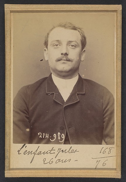 Alphonse Bertillon, Lenfant. Émile, Jules. 26 ans, né à Choisy-le-Roi (Seine). Modeleur. Anarchiste. 2/3/94.