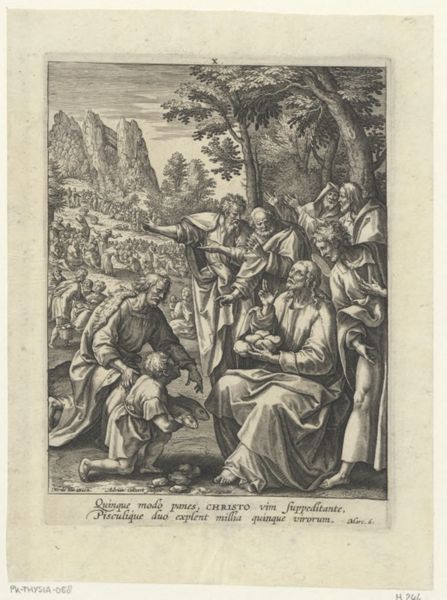 Collaert, Adriaen, (-1618), (printmaker), Vita Christi: The multiplication of loaves and fishes