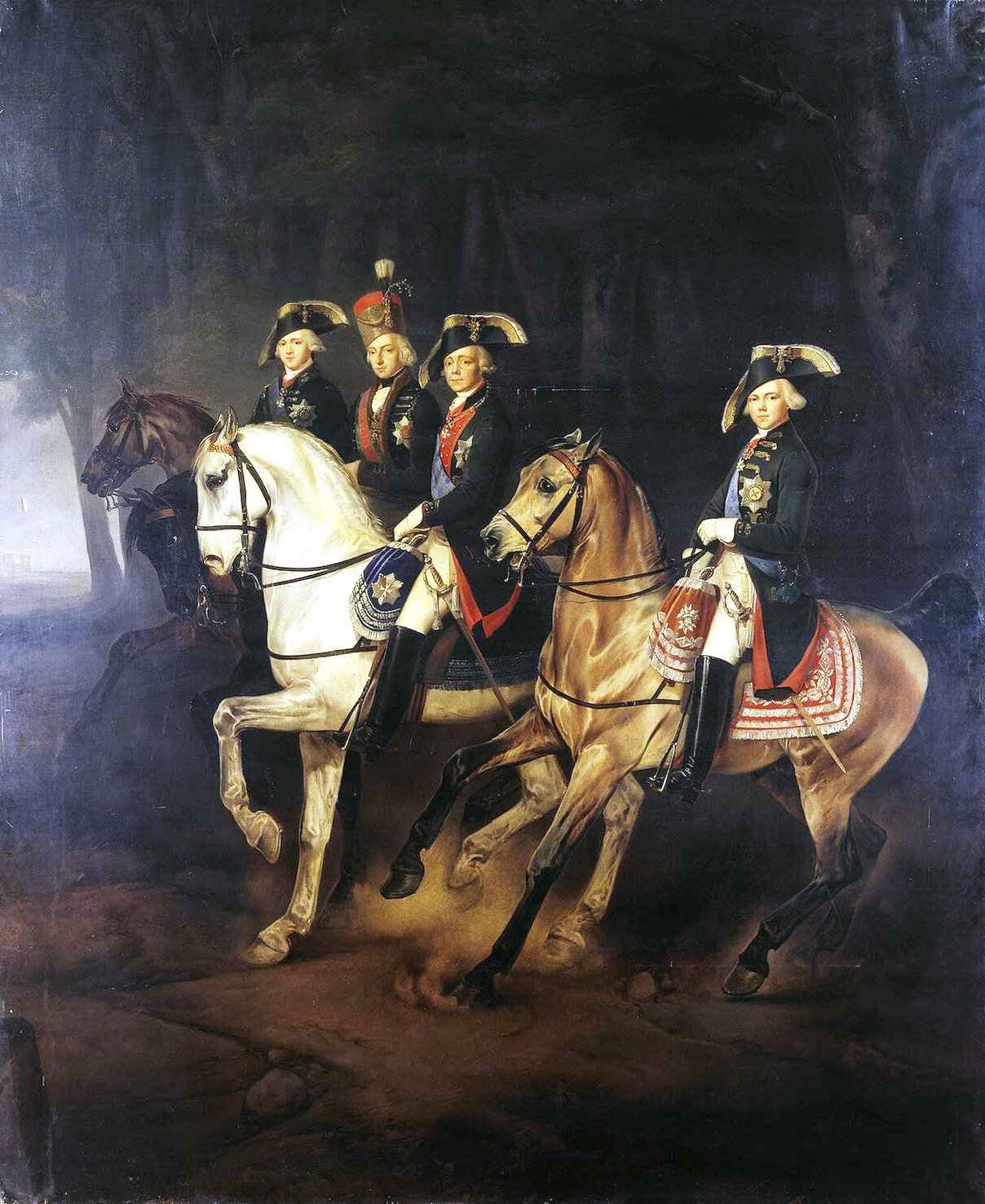 Georg von Bothmann, Equestrian Portrait of Emperor Paul I with his Sons and Joseph I, King of Hungary