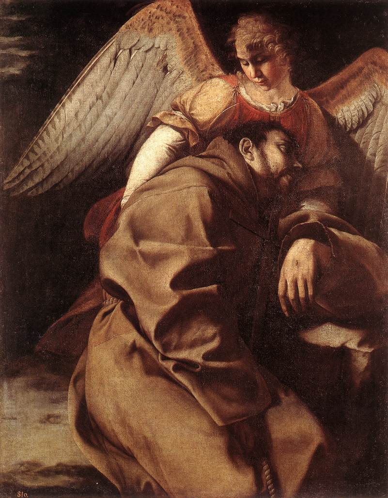 Orazio Gentileschi, Saint Francis supported by an Angel