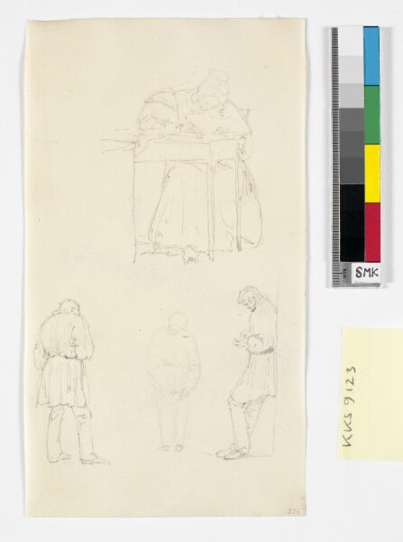 Christen Købke, Fire figurstudier, bl.a. en siddende dame der skriver