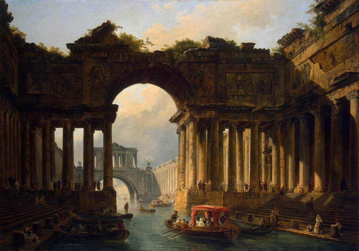 Hubert Robert, Architectural Landscape with a Canal