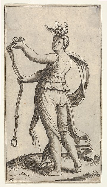 Marcantonio Raimondi, A woman representing Temperance holding a bit facing left
