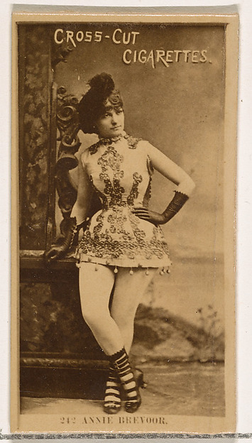 W. Duke, Sons & Co., Card Number 242, Annie Brevoor, from the Actors and Actresses series (N145-2) issued by Duke Sons & Co. to promote Cross Cut Cigarettes