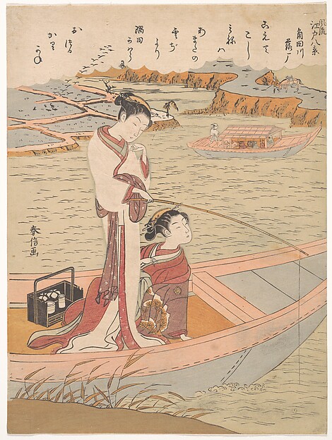 Suzuki Harunobu, Wild Geese Flying Down the Sumida River