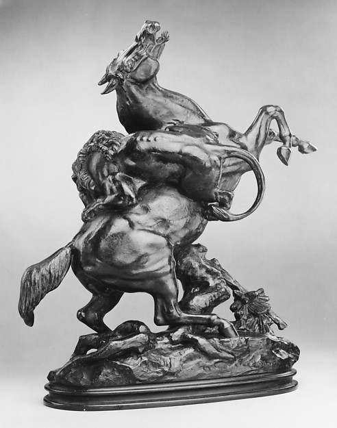 Antoine-Louis Barye, Horse Surprised by a Lion