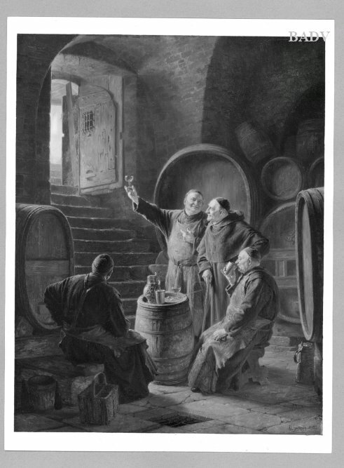 Eduard von Grützner, Mönche im Keller bei der Weinprobe