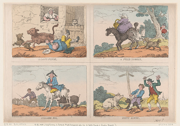 Thomas Rowlandson, Pull'd Turkey, Collard Pig,  A Calf's Pluck and Rusty Bacon