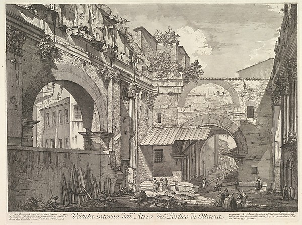 Giovanni Battista Piranesi, Veduta interna dell'Atrio del Portico di Ottavia (Internal View of the Atrium of the Portico of Octavia), in: 'Vedute di Roma' (Views of Rome)