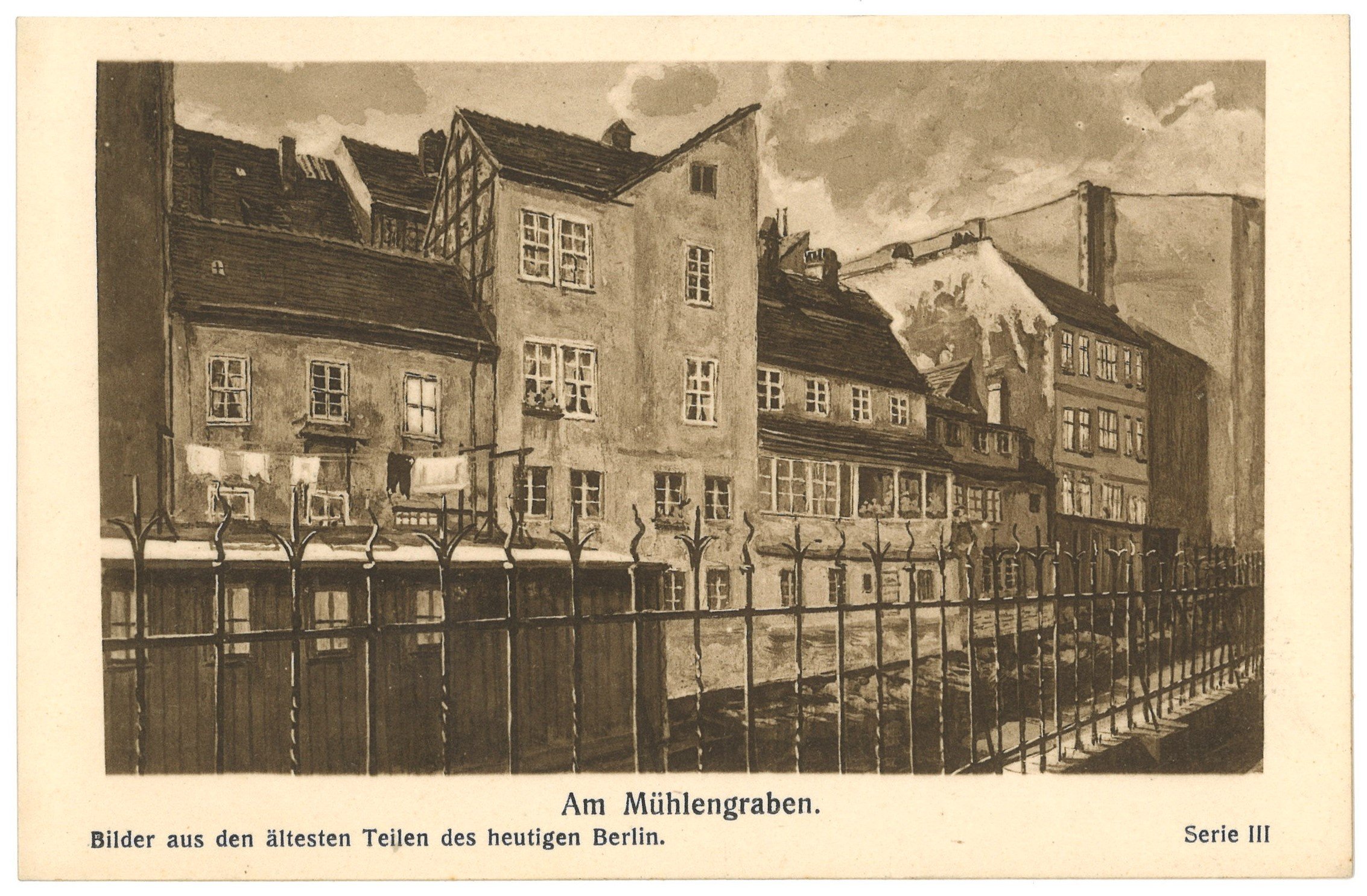 Johannes Zuckert, Berlin-Mitte: Am Mühlengraben (Aquarell von Johannes Zuckert)