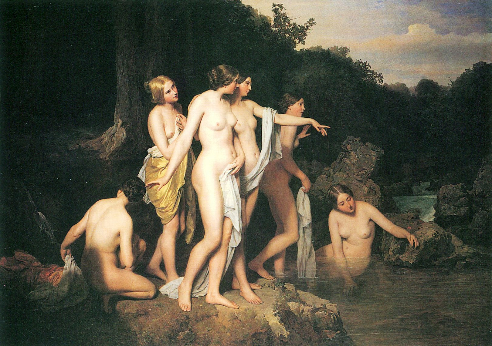 Ferdinand Georg Waldmüller, Women Bathing at the Brook