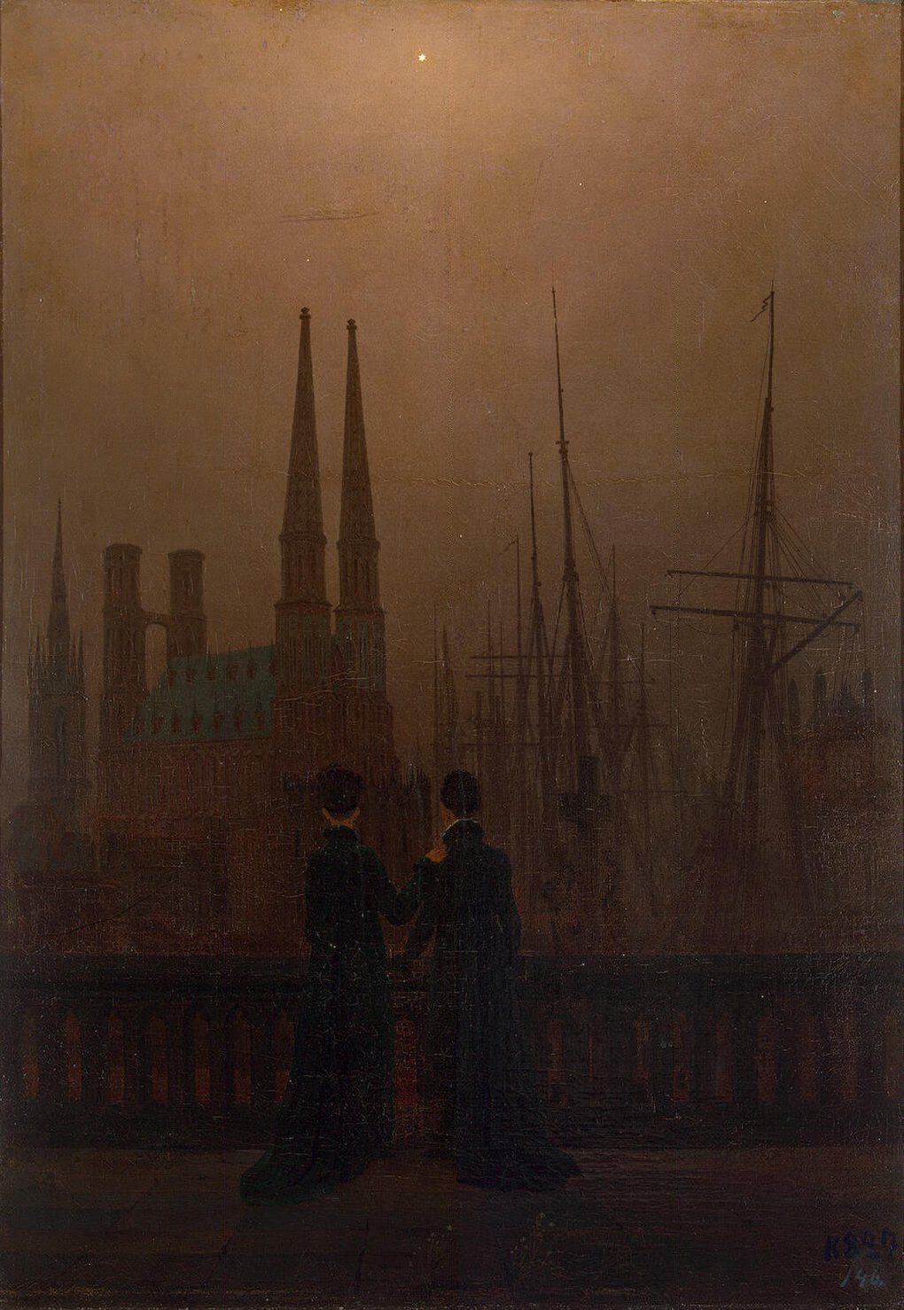 Caspar David Friedrich, Night in a Harbour