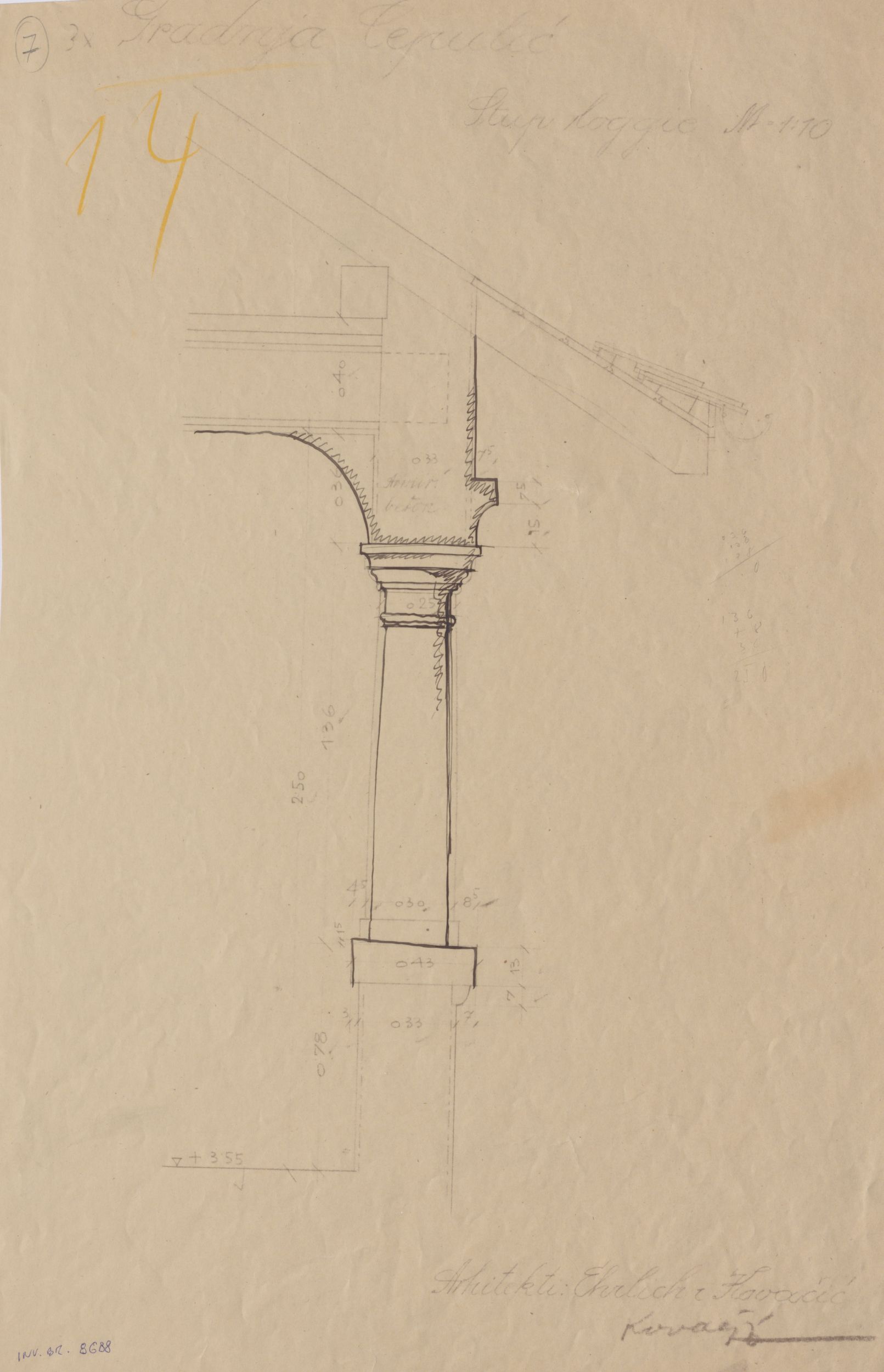 Viktor Kovačić, Vila Čepulić, loggia/stup