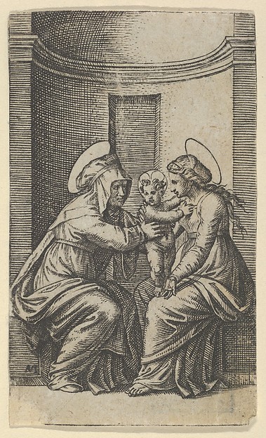 Marcantonio Raimondi, Saint Anne and the Virgin with the Infant Christ