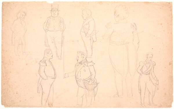 P.C. Skovgaard, Karikatur af bl.a. A.S. Ørsted, Frederik VII, Christian VIII og sandsynligvis Frederik VI.