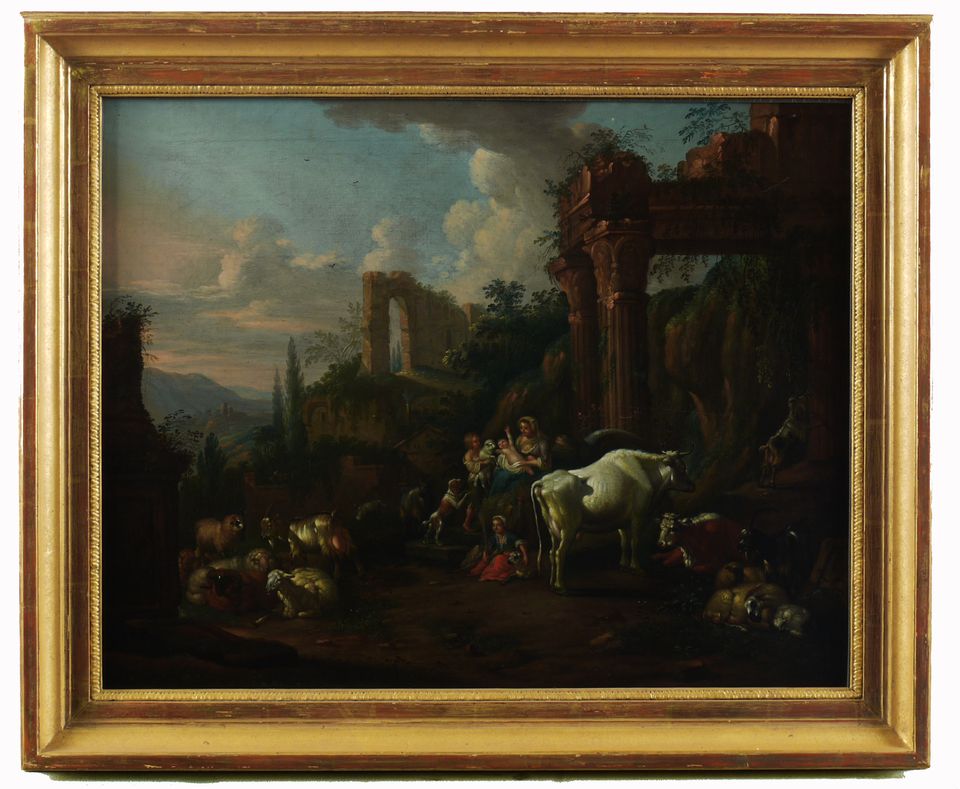Johann Heinrich Roos, Südliche Landschaft mit der Ruine des Vespasiantempels, (Gegenstück zu HM_1980_0065)
