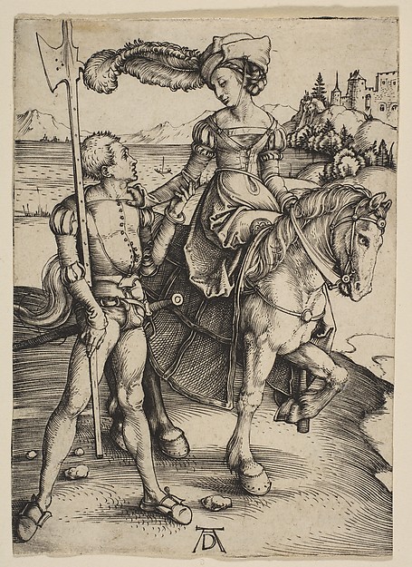 Albrecht Dürer, The Lady on Horseback and the Lansquenet