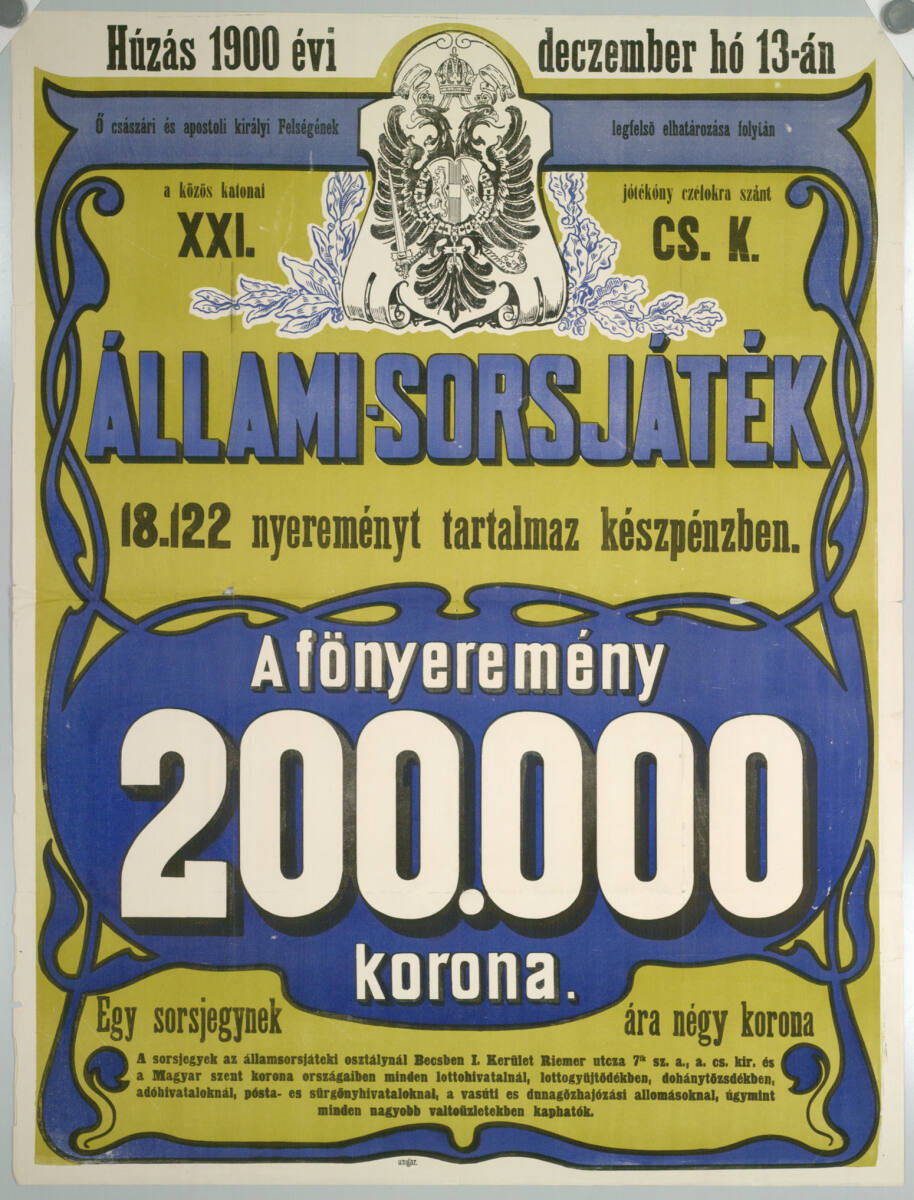 Anonym, XXI. ÁLLAMI-SORSJÁTÉK; 1900