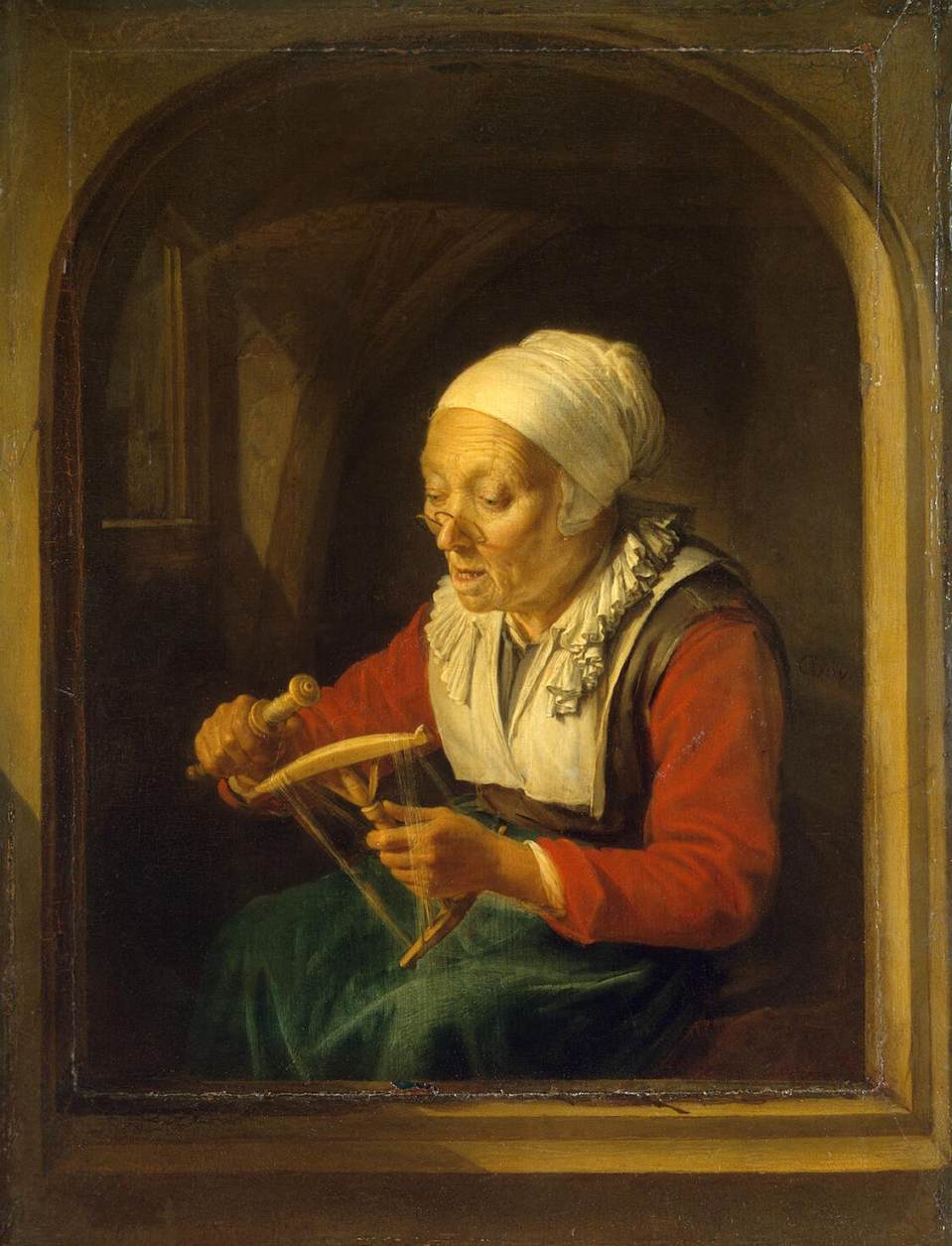 Gerrit Dou, Old Woman Unreeling Threads