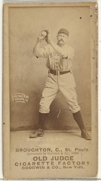 Goodwin & Company, Cecil Calvert "Cal" Broughton, Catcher, St. Paul Apostles, from the Old Judge series (N172) for Old Judge Cigarettes