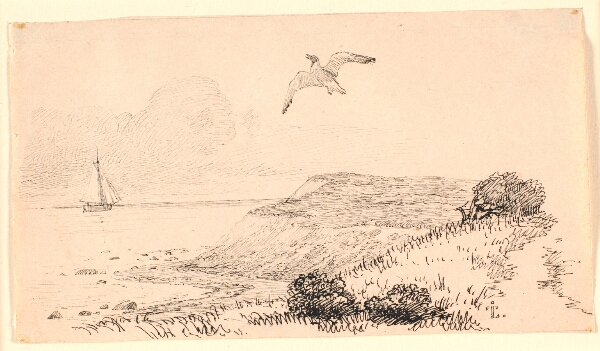 Johan Thomas Lundbye, Mågen. Illustration til Kaalunds "Fabler for Børn". Se kommentar fra arkkatalog.