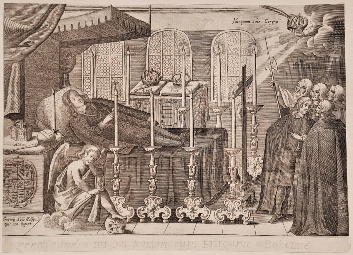 Anonym, Der Leichnam des Römisch-Deutschen Königs Ferdinand IV. auf dem Paradebett