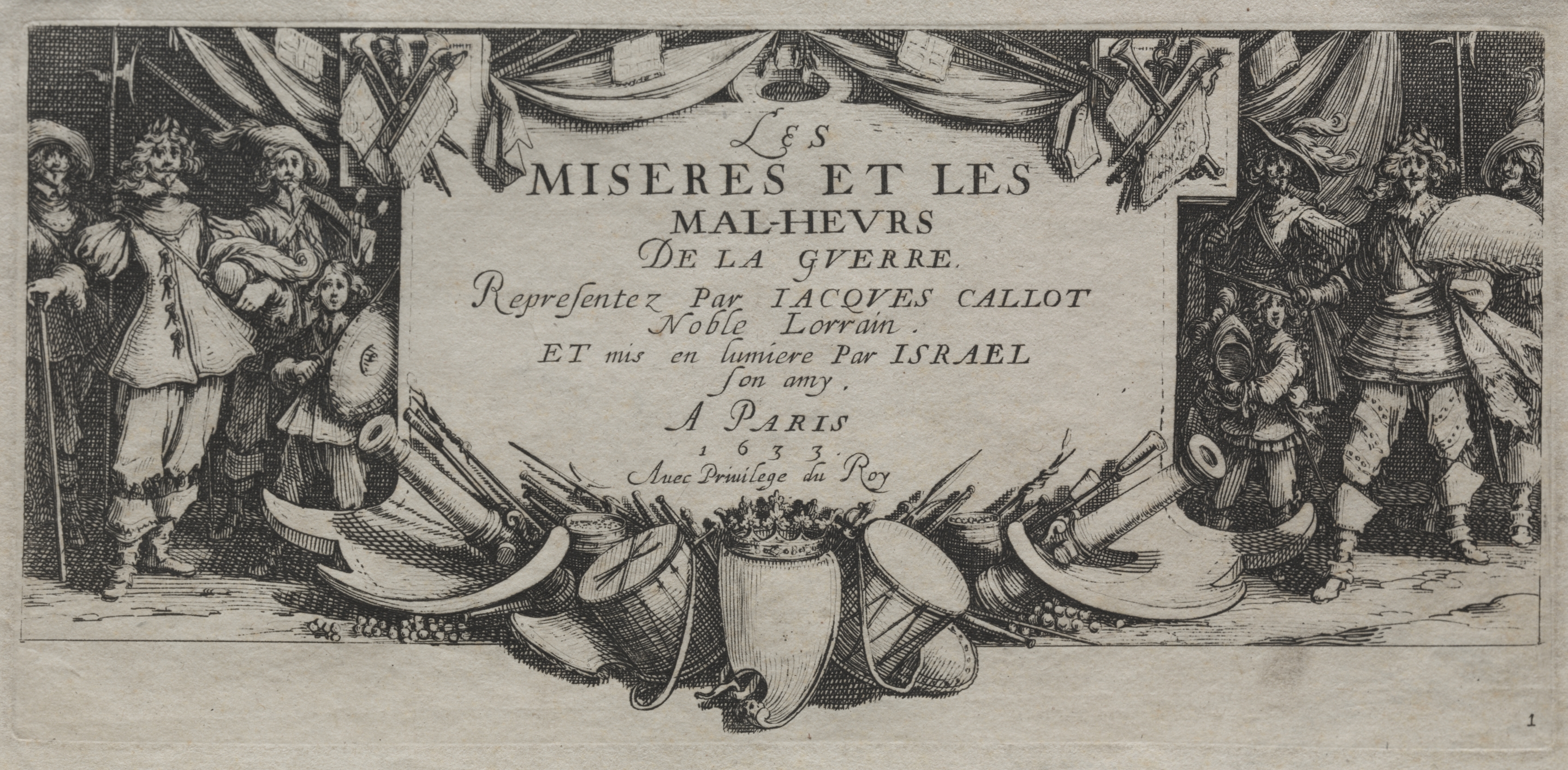 Jacques Callot, The Large Miseries of War:  Title Page