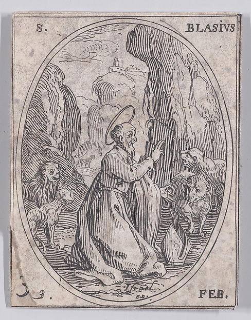 Jacques Callot, St. Blaise, February 3rd, from "Les Images De Tous Les Saincts et Saintes de L'Année" (Images of All of the Saints and Feast Days of the Year)