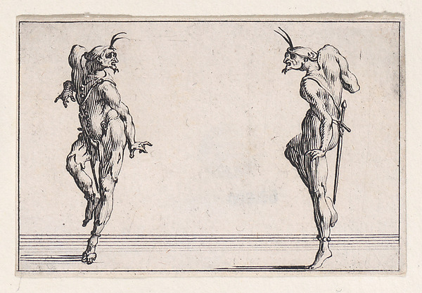 Jacques Callot, Les Deux Pantalons se Regardant (Men in Pantsuits Looking at Each Other), from Les Caprices Series A, The Florence Set