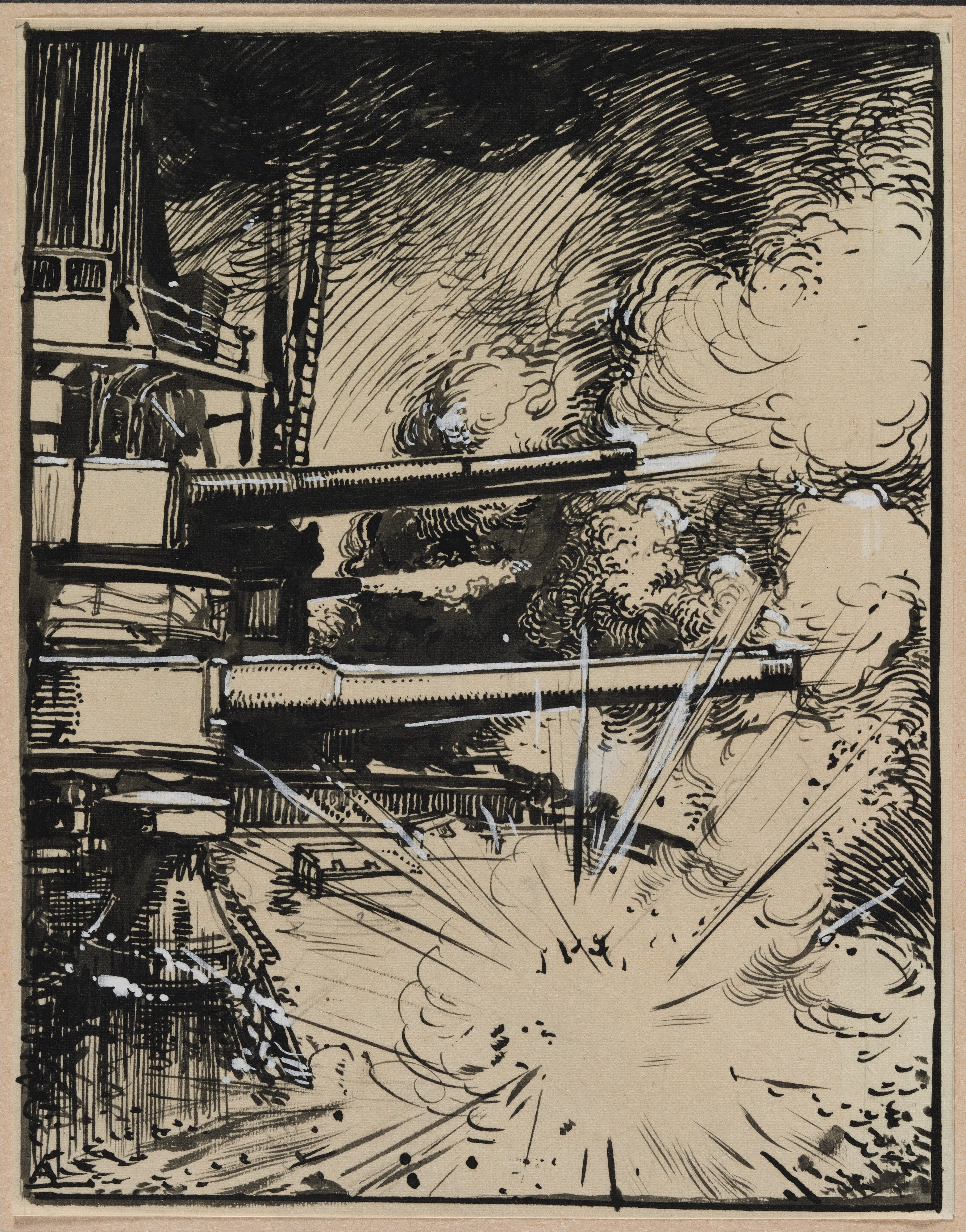 Auguste Louis Lepère, Bombe explosant sur un cuirasse aux canons braques