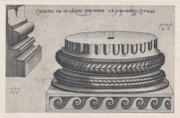 Agostino Veneziano (Agostino dei Musi), Ionic Base, from "Speculum Romanae Magnificentiae"