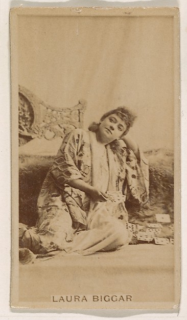 Kinney Brothers Tobacco Company, Laura Biggar, from the Actresses series (N245) issued by Kinney Brothers to promote Sweet Caporal Cigarettes