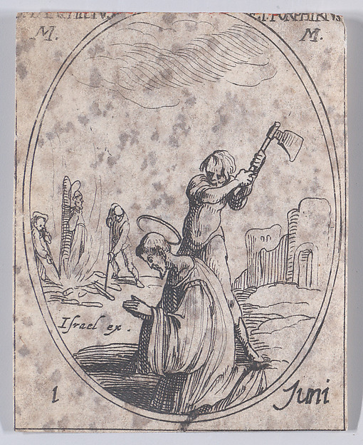 Jacques Callot, S. Pamphile et S. Porphyre, martyrs (St. Pamphilus and St. Porphyrius, Martyrs), June 1st, from "Les Images De Tous Les Saincts et Saintes de L'Année" (Images of All of the Saints and Religious Events of the Year)