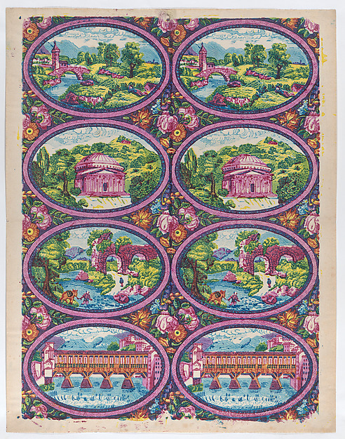 Anonymous, Sheet with two borders with Italian landscapes