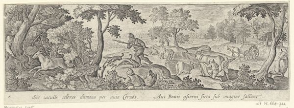 Collaert, Adriaen, (-1618), (printmaker), Venationis, piscationis, et aucupii typi: Deer hunt