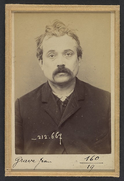 Alphonse Bertillon, Grave. Jean. 38 ans, né le 16/10/54 à Breuil (Puy de Dôme). Typographe. Anarchiste. 9/1/94.