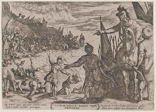 Antonio Tempesta, Plate 13: Gideon Choosing his Soldiers, from "The Battles of the Old Testament"