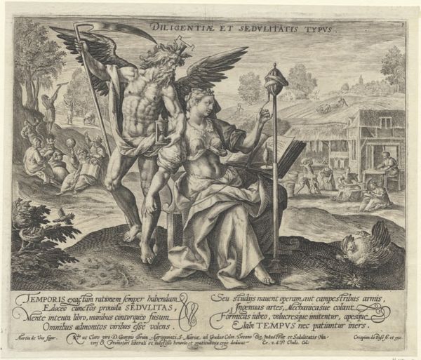 Passe, Crispijn van de, (approximately 1565-1637), (printmaker), Use and abuse of time: Landscape with Father Time and the personification of Craft and Labor