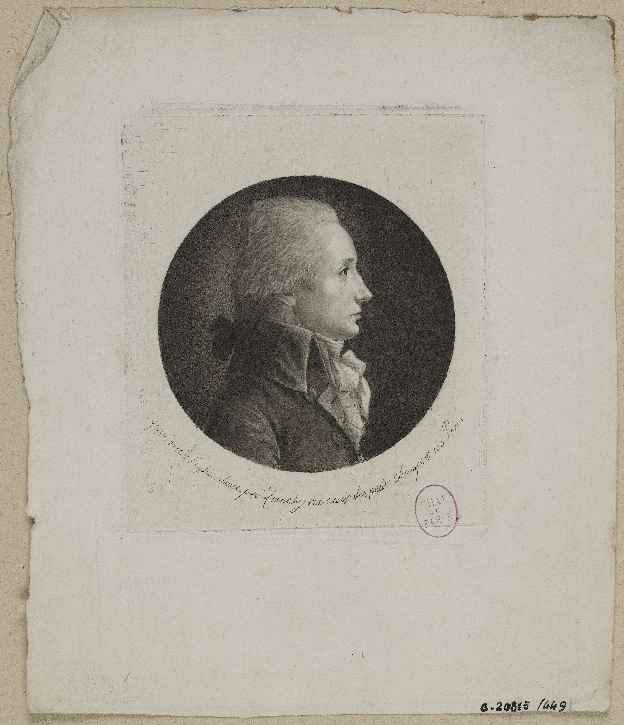 Edmé Quenedey, Portrait d'un homme, fin XVIIIème siècle/début XIXème siècle