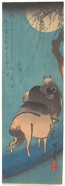 Utagawa Hiroshige, Two Horses Beneath the Moon