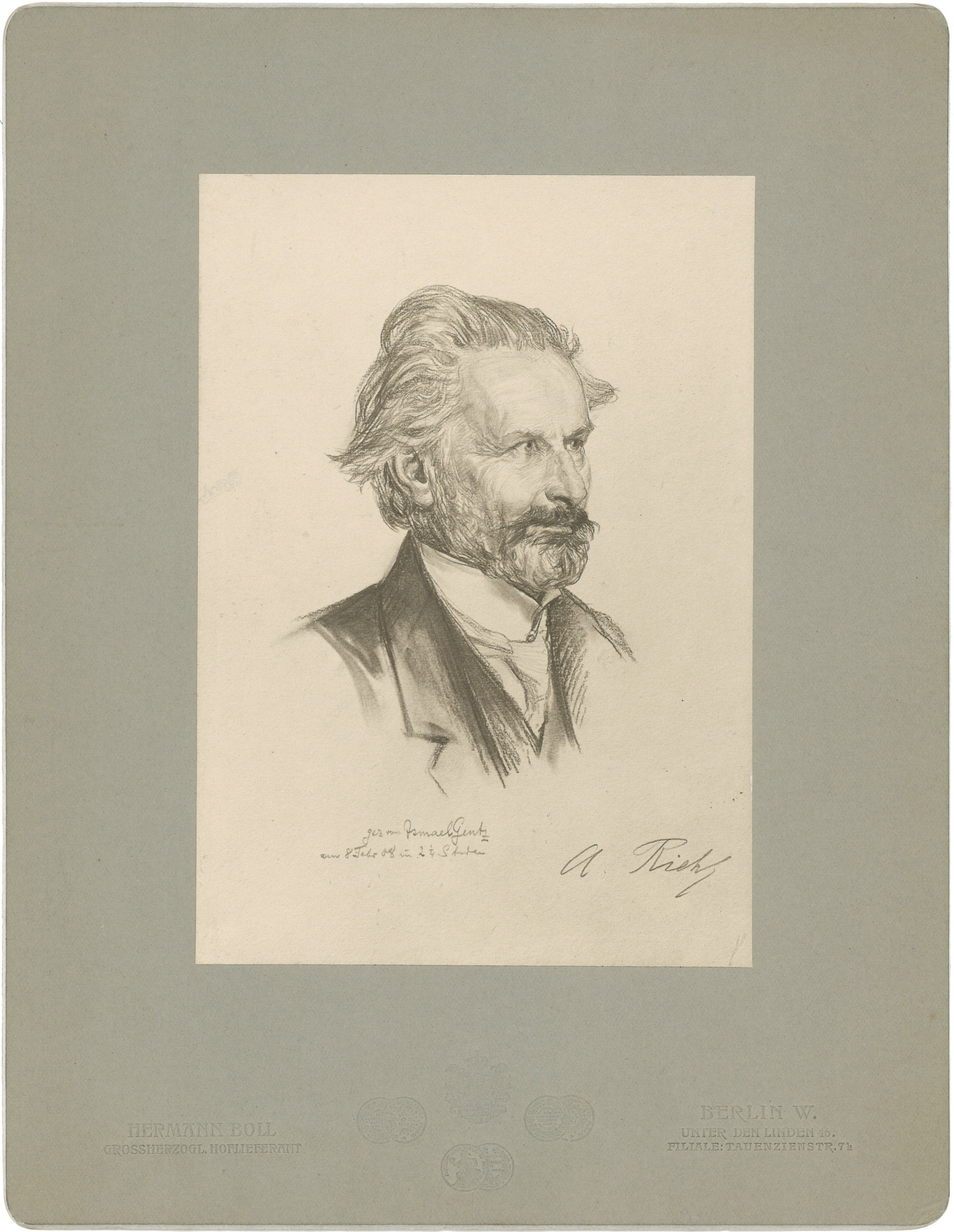 Ismael Gentz, Riehl, Alois (1844–1924), Philosoph (Zeichnung von Ismael Gentz)