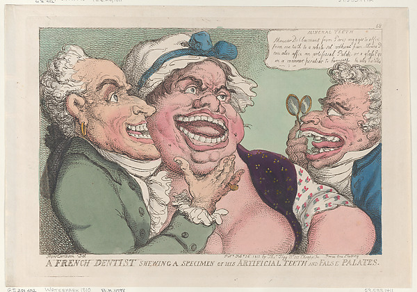 Thomas Rowlandson, A French Dentist Shewing a Specimen of His Artificial Teeth and False Palates