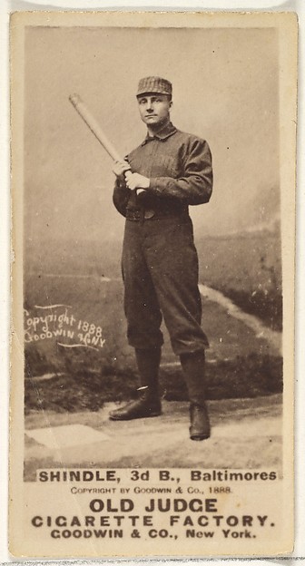 Goodwin & Company, Shindle, 3rd Base, Baltimore Orioles, from the Old Judge series (N172) for Old Judge Cigarettes