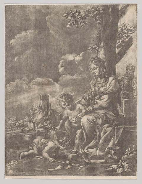 Anonymous, The Holy Family with the infant Saint John kissing Christ's feet