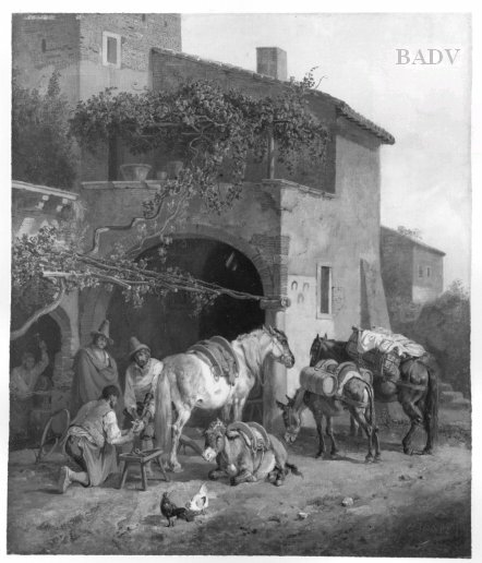 Heinrich Bürkel, Horses in front of the smithery