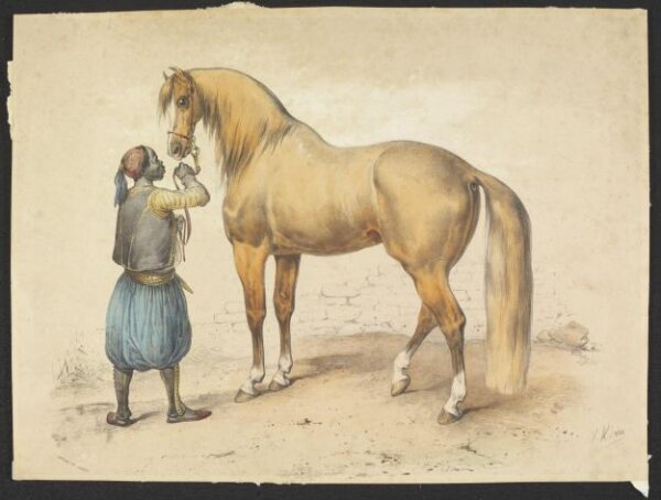 Victor Adam, Arab Horse Held by African Groom