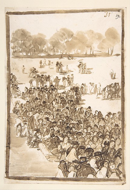 Goya (Francisco de Goya y Lucientes), Crowd in a Park; page 31 from the "Images of Spain" album (F)