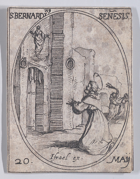 Jacques Callot, S. Bernadin, de Sienne (St. Bernardine of Siena), May 20th, from "Les Images De Tous Les Saincts et Saintes de L'Année" (Images of All of the Saints and Religious Events of the Year)